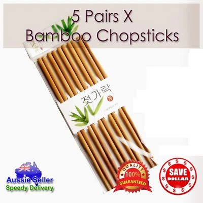 $4.95 • Buy 5 / 10 Pairs Classic Asian Korean Bamboo Chopsticks Wooden Wood Dinner Gift