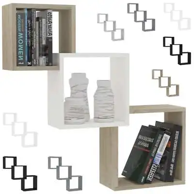 Cube Wall Shelves Chipboard Floating Hanging Cabinet Unit Multi Colours VidaXL • £17.99