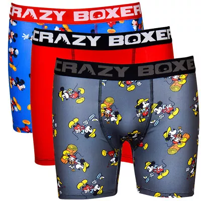 CrazyBoxer Men's Disney Mickey Mouse Underwear Assorted 3-Pairs Boxer Briefs • $27.95