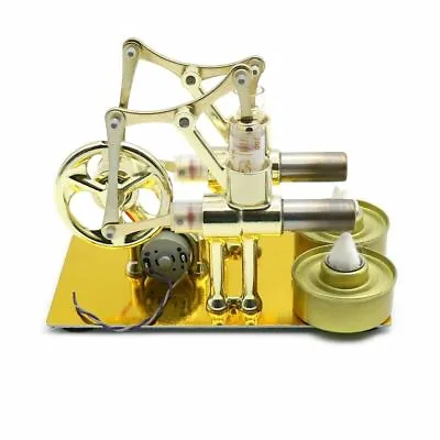 Double Cylinders Generator Motor Steam Power Hot Air Stirling Engine Model Toy • $52.43