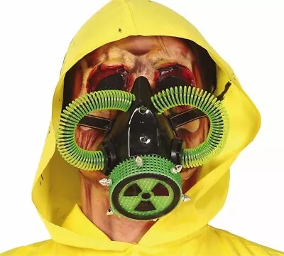 Halloween Neon Green Radioactive Gas Mask Zombie Fancy Dress Cyber Steam Punk • £19.99