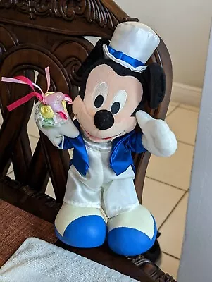 Disney Mickey Mouse Plush Flower Doll Toy Wedding W/ Hat NTT Denpo Japan - 12  L • $30