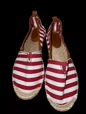 Michael Kors Meg Slipon Espadrille Flats Shoes Red White Stripe Size 7 • $25