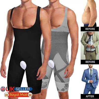 Men Slimming Full Body Shaper Tummy Control Underwear High Compression Bodysuit  • £12.99