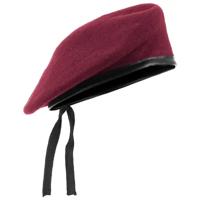 Army Tactical Classic Beret Military Style Mens Hat Unisex Cap Wool Claret Red • £13.95