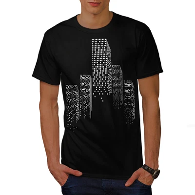 £16.99 • Buy Wellcoda Dark City Landscape Mens T-shirt, Night Graphic Design Printed Tee