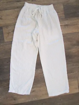 Vince Pencil Stripe Pull On Pants Medium Linen Blend Cream Sz. S • $25