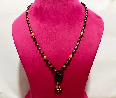 $20.90 • Buy Indian Black Beaded Wedding Necklace Mangalsutra Gold Plated Women Jewelry Gift
