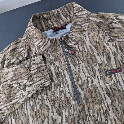 Mossy Oak Mens L Tibbee Technical Hunt 1/4 Zip Bottomland Long Sleeve Camo Shirt • $43.64