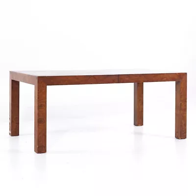 Milo Baughman Style Mid Century Burlwood Expanding Dining Table With 2 Leaves • $5347