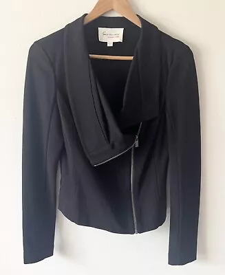 Two By Vince Camuto S Womens Black Ponte Knit Moto Jacket Zip Street Wear • $25
