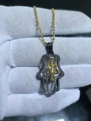 14k Two Tone Yellow Gold Star Of David Spinning Large Hamsa Hand Of God Necklace • £1022.57