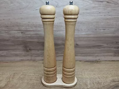 💯Real Wood 30cm Salt & Pepper Mills (Ceramic Grinder) With Tray/Stand • £20