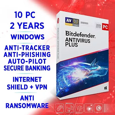 Bitdefender Antivirus Plus 2024 10 PC 2 Years / FULL EDITION +VPN • $89.89