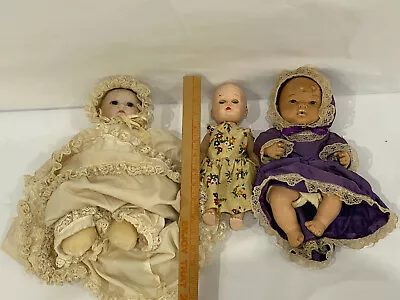 3 Dolls Lot Vintage Madame Alexander ?  Baby Sibling Doll Set Antique Clothes • $19.97