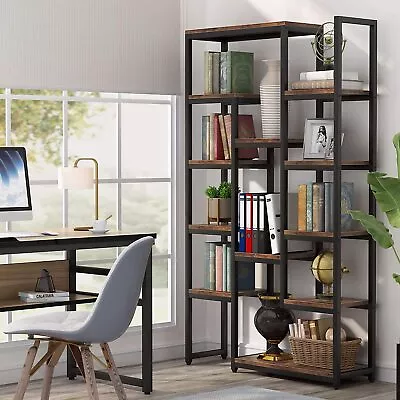 Wood & Metal 12-Shelf Bookcase Etagere Bookshelf Home Storage Open Display Stand • $181.96