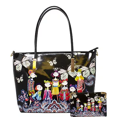 Grab Handle Tote Bag Spring Butterfly Girls Print Wallet Set Women Handbag 2203 • £31.49