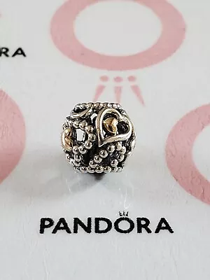 Genuine Pandora Silver Openworks Beaded Hearts With Gold Hearts Charm 925 ALE • £12