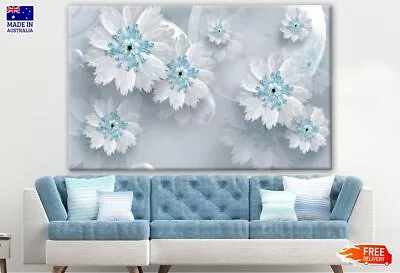 White & Blue 3D Abstract Design Canvas Collection Home Decor Wall Print Art • $17.74