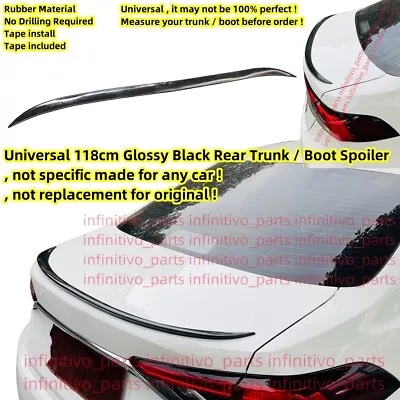 118cm Car Universal Painted Glossy Black Rear Boot Lip Trunk Spoiler Wing Rubber • $31.73