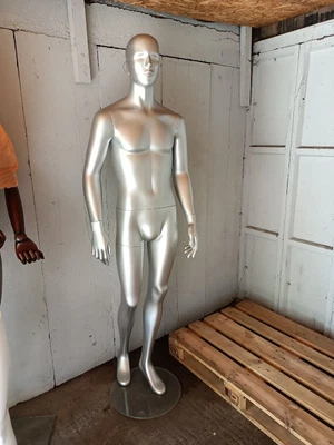 £124.99 • Buy Full Size Male Fibreglass Shop Retail Muscular Metallic Silver  MANNEQUIN Dummy