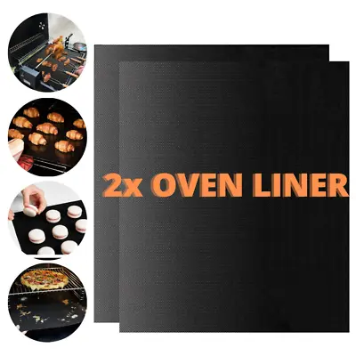 £3.99 • Buy 2 Heavy Duty Teflon Oven Liner Protector Sheet Mat Reusable Non Stick BBQ Cooker