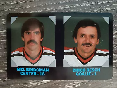 1985-86 7-Eleven Mel Bridgman & Chico Resch NHL Hockey Card #11 Devils • $1.45