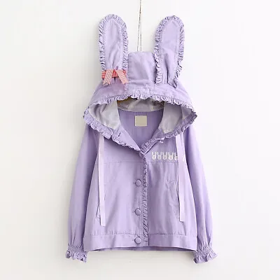 Kawaii Clothing Ropa Cute Rabbit Bunny Ears Hoodies Coat Preppy Style Jacket • £23.88