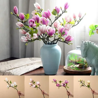 Artificial Faux Flowers Fake Orchid Magnolia Bouquet Home Party Wedding Home • $3.88