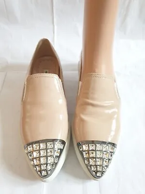 Womens  Miu Miu DiamantÉ Stones Shoes Size 4 Or Eu 37 Cream Colour.  • £60