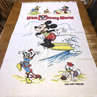 Walt Disney World Mickey Goofy Pluto Donald Minnie Beach Towel Surfing Vtg USA • $19.99