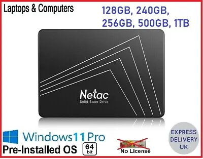 Windows 11 Pro Pre Installed SSD Drive 128GB 256GB 512GB 1TB 2.5  PC LAPTOP • £24.99