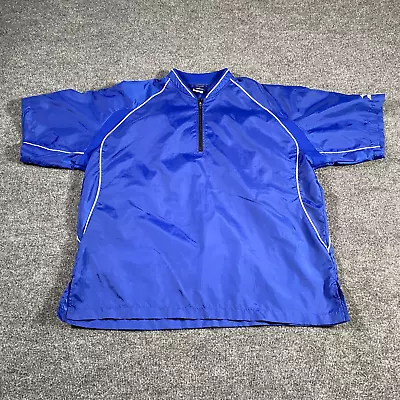 Mizuno Mens Large Windbreaker Short Sleeve 1/4 Zip Blue Baseball Batting Shirt • $32