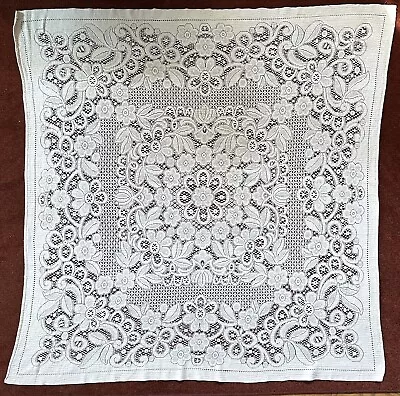 Vintage 1940’s Lace Tablecloth 40” X 48 • $15