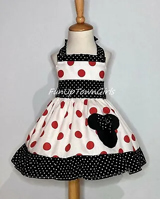 Girls Disney Birthday Red Polka Dot Minnie Mouse Halter Dress 12 M To 6 Y • $29.99