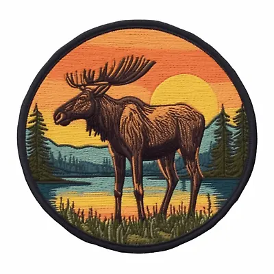 Moose Embroidered Patch Iron-on Applique Clothing Backpack Wild Animal  • $7.87