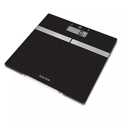 Salter Black Glass 180kg Capacity Analyser Bathroom Body Weight Weighing Scale • £17.95