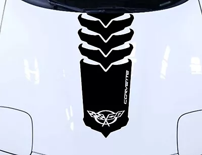 NEW Design - Center Hood Emblem RACING STRIPES Vinyl Decal (Fits Corvette C5) • $54.95