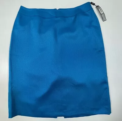 Tahari Arthur S Levine Woman’s Plus Ski Blue Textured Lined Carter Skirt 14W • $22.99