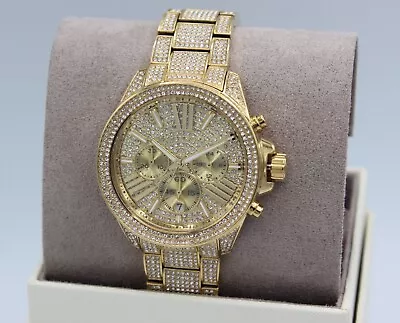 New Authentic Michael Kors Wren Gold Chronograph Crystals Women's Mk6355 Watch • $179.99