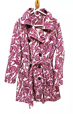 Merona Pink Paisly Trenchcoat Women Plus Size 22 Short Coat W Belt • $19.40