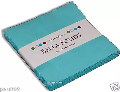 Moda Bella Solids Egg Blue Charm Pack 42 5  100% Cotton Precut Fabric Squares • $14.99