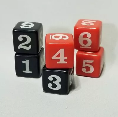 Numbered Dice 6-Sided Die Set Of 6 Red & Black  3/4  - 19mm Gaming Math • $8