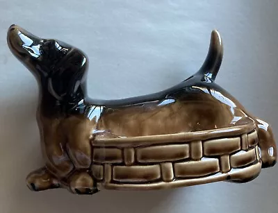 Vintage Dachshund Planter Dog Vase Retro Canine￼ Pot Trinket Bowl Black Brown • $13