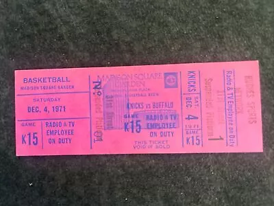 1971 New York Knicks Buffalo Braves ￼ Media Press Pass Ticket MSG UNCUT! 🏀 • $49.95