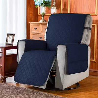 Subrtex Recliner Chair Cover Sofa Microfiber/Fabric Reversible Slipcover Navy • $27.02