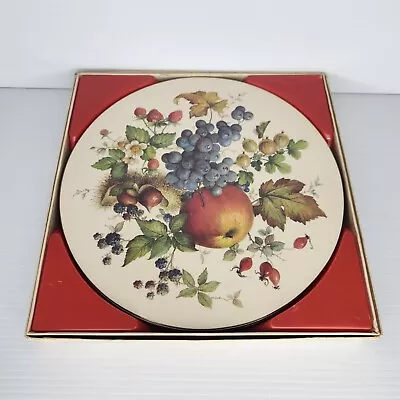 Pimpernel Cork Backed 10  Round Placemats Fruit Grapes Berries Motif Set Of 6 • $32