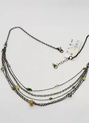 Layered 4 Row Sterling Silver Semi Precious Natural Gemstone Necklace 18   $245 • $116.99