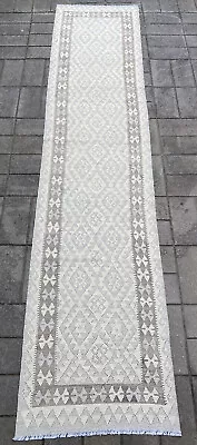 Handmade Afghan Hallway Runner Kilim 400 X 89 Cm Persian Tribal Wool Kelim • $386.75