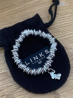 Genuine LINKS OF LONDON Hallmarked Silver Charm Sweetie Butterfly Bracelet • £45